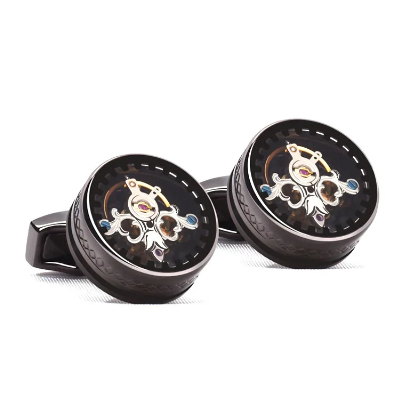 Cufflinks Men Stainless Steel Luxury - Tourbillon Cufflinks Luxury British French Men's