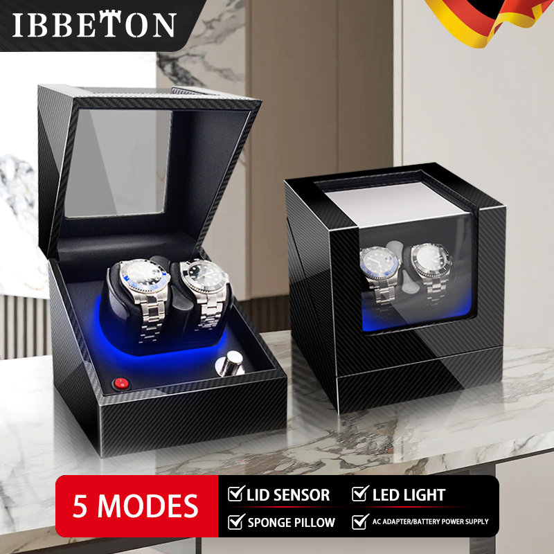 Watch Display Storage Box Carbon Fiber - IBBETON Automatic Luxury Watch Winder Mabuchi
