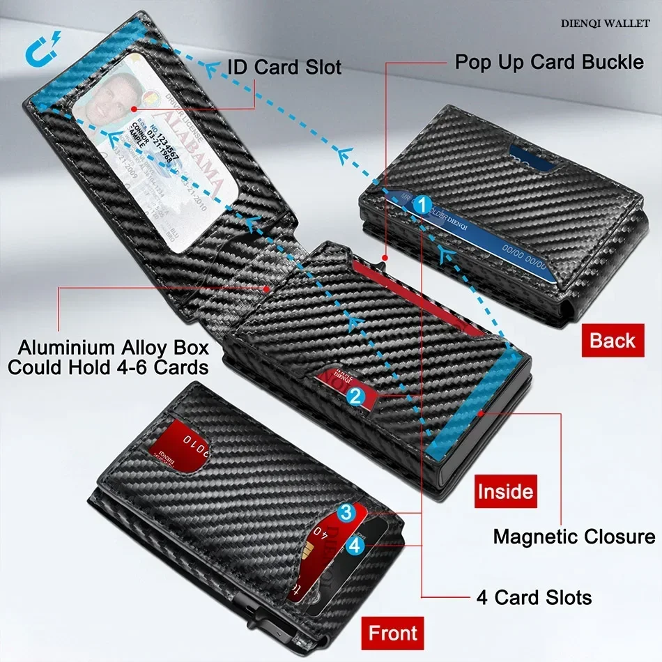 Mens Pop‑Up Money Clips Wallet - Money Clip Minimalist Rfid Blocking ulasan dan harga