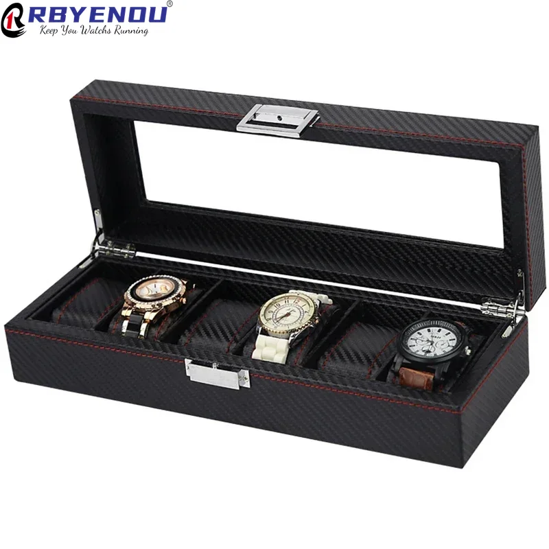 OEM PU Leather Carbon Fiber Te - Watch Display Storage Box Carbon Fiber ulasan dan harga