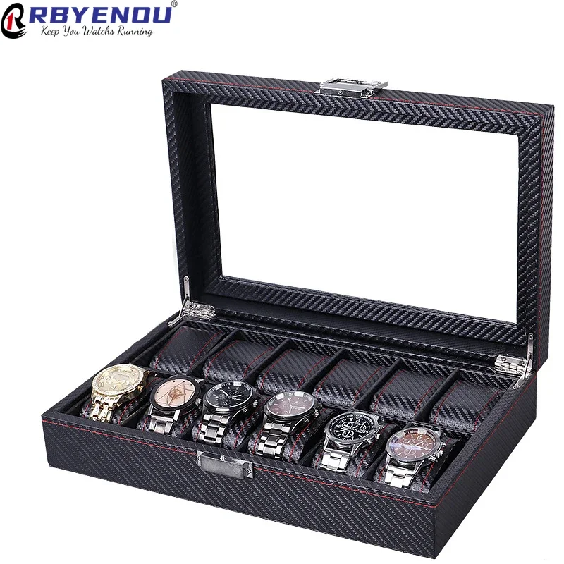 OEM PU Leather Carbon Fiber Te - Watch Display Storage Box Carbon Fiber ulasan dan harga