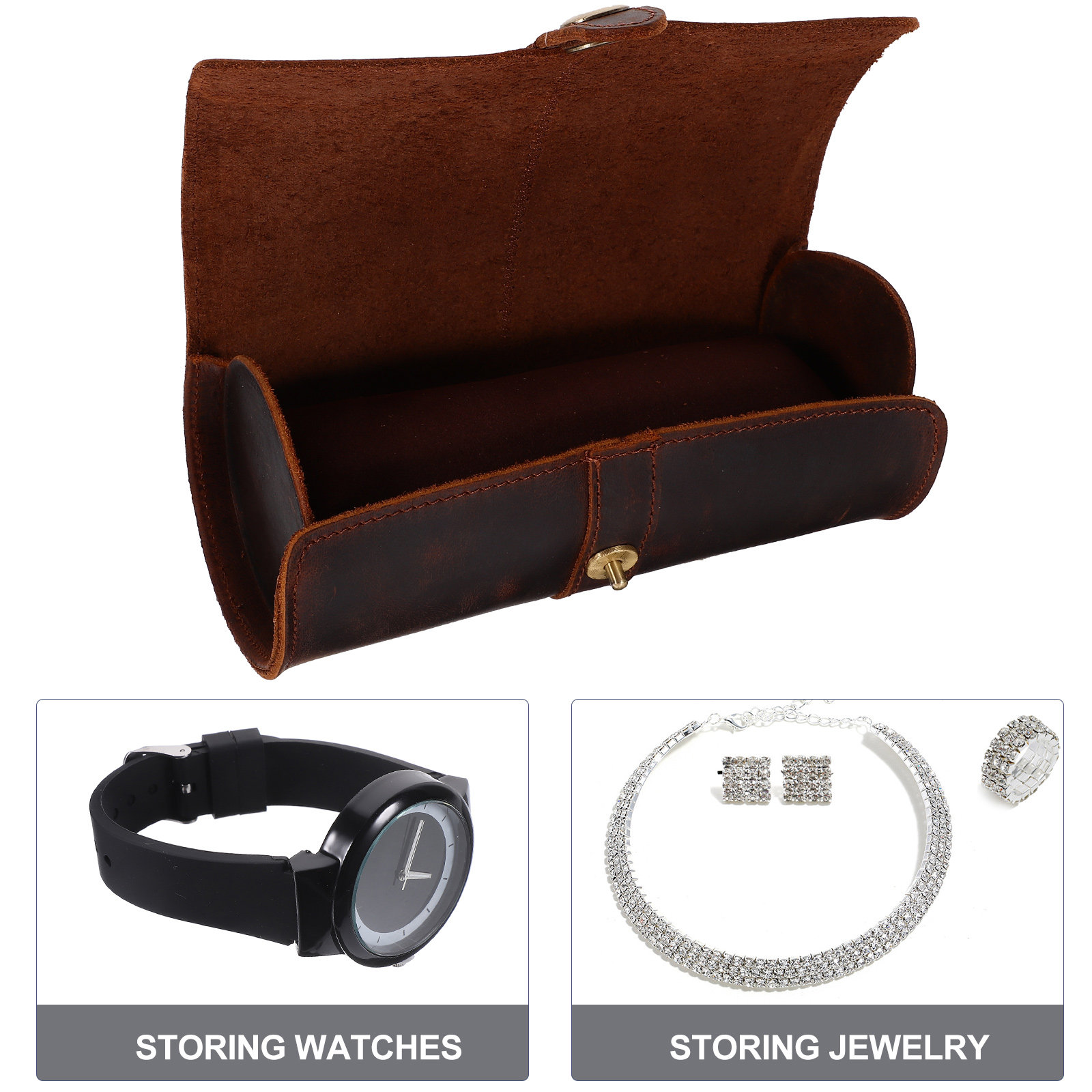 3 Slots Watch Roll Case Organi - Watch Travel Roll Case 3 Slots Leather ulasan dan harga