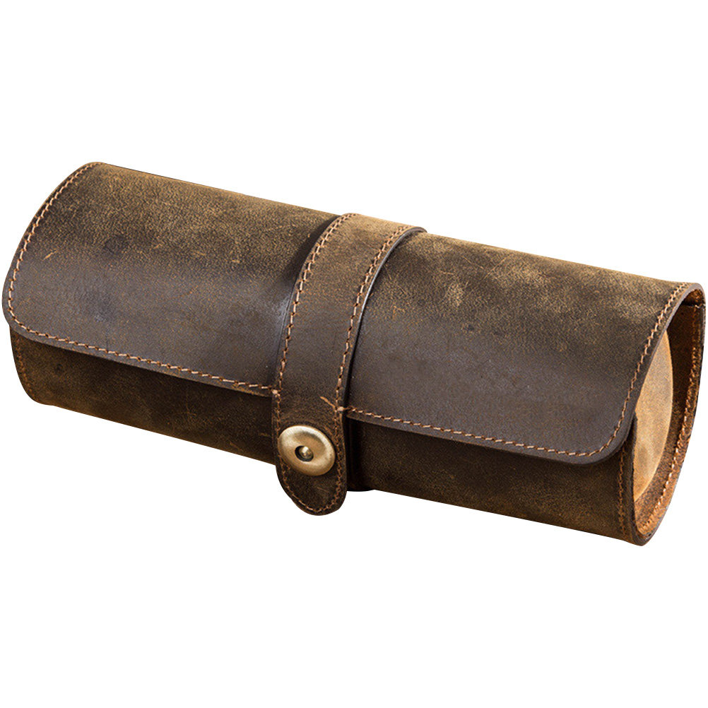 3 Slots Watch Roll Case Organi - Watch Travel Roll Case 3 Slots Leather ulasan dan harga