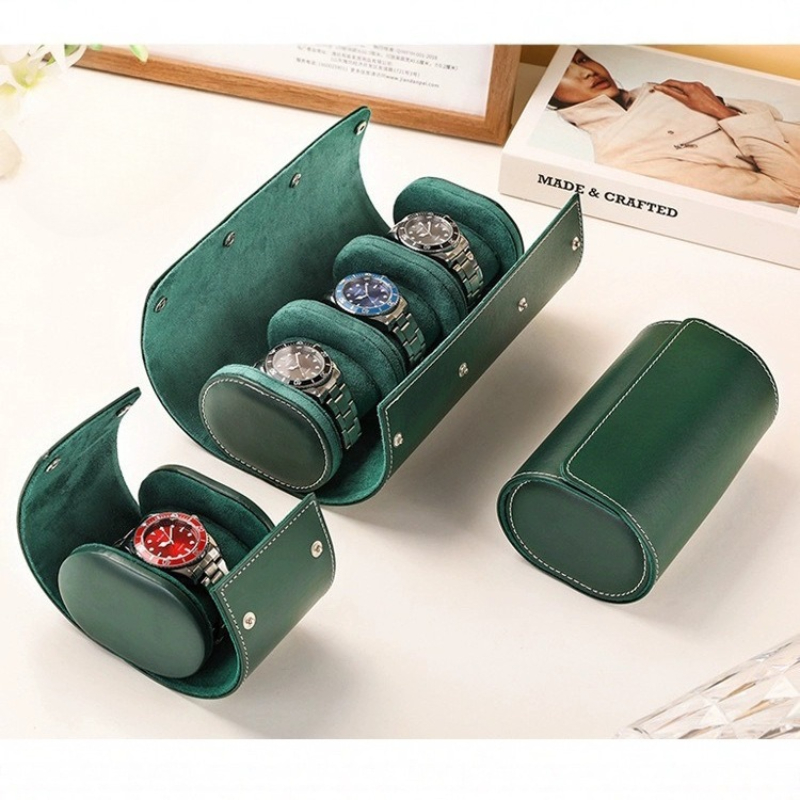 Portable Leather Watch Case Ro - Watch Travel Roll Case 3 Slots Leather ulasan dan harga