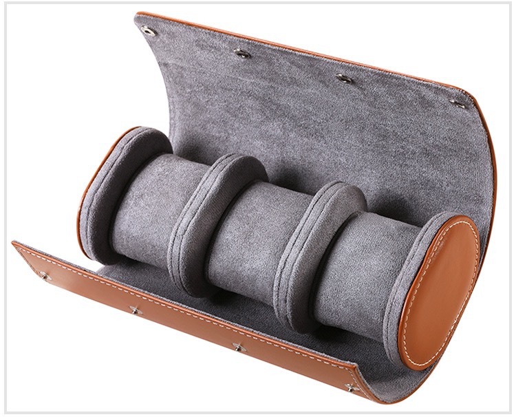 Portable Leather Watch Case Ro - Watch Travel Roll Case 3 Slots Leather ulasan dan harga
