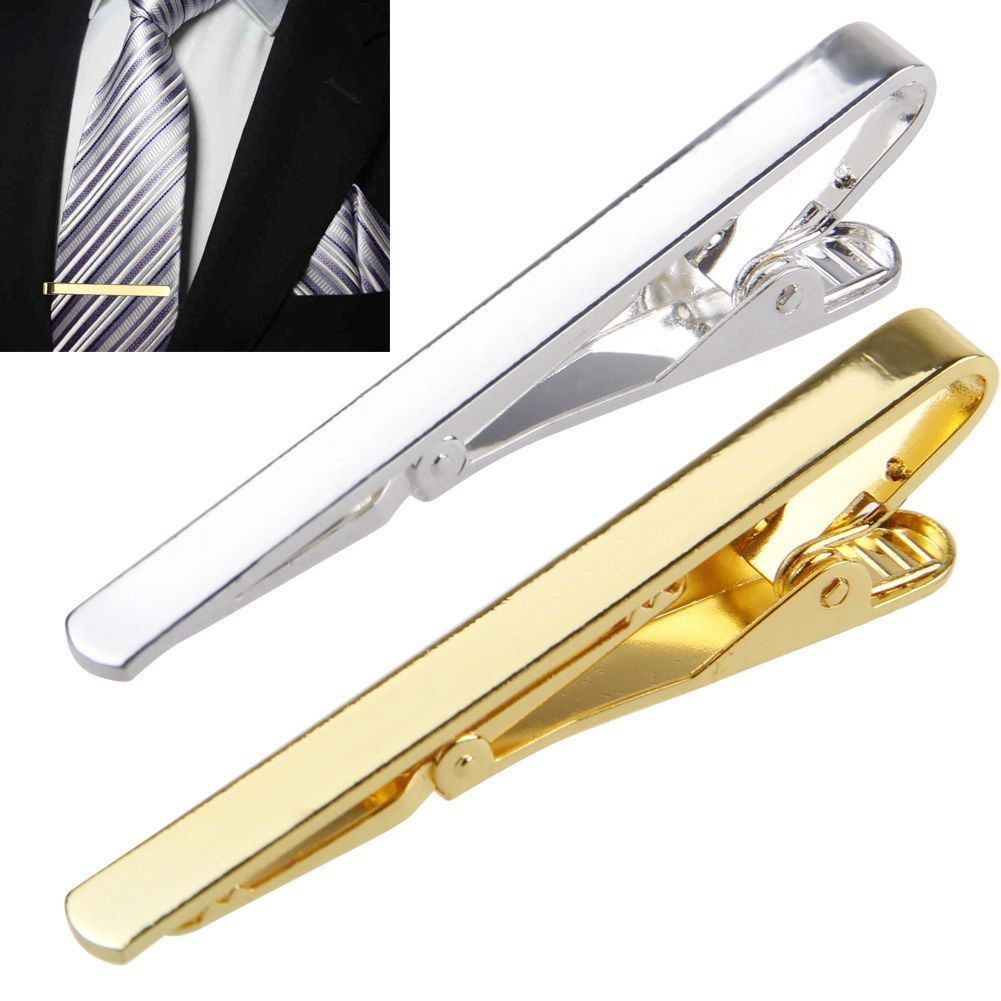 Men Metal Silver Gold Simple N - Tie Clip Bar Set Stainless Steel ulasan dan harga