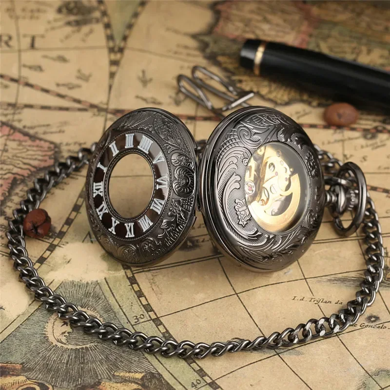 Antique Carved Roman Numeral P - Pocket Watch Mechanical Skeleton Vintage ulasan dan harga