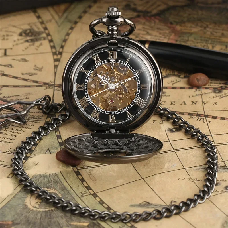 Antique Carved Roman Numeral P - Pocket Watch Mechanical Skeleton Vintage ulasan dan harga