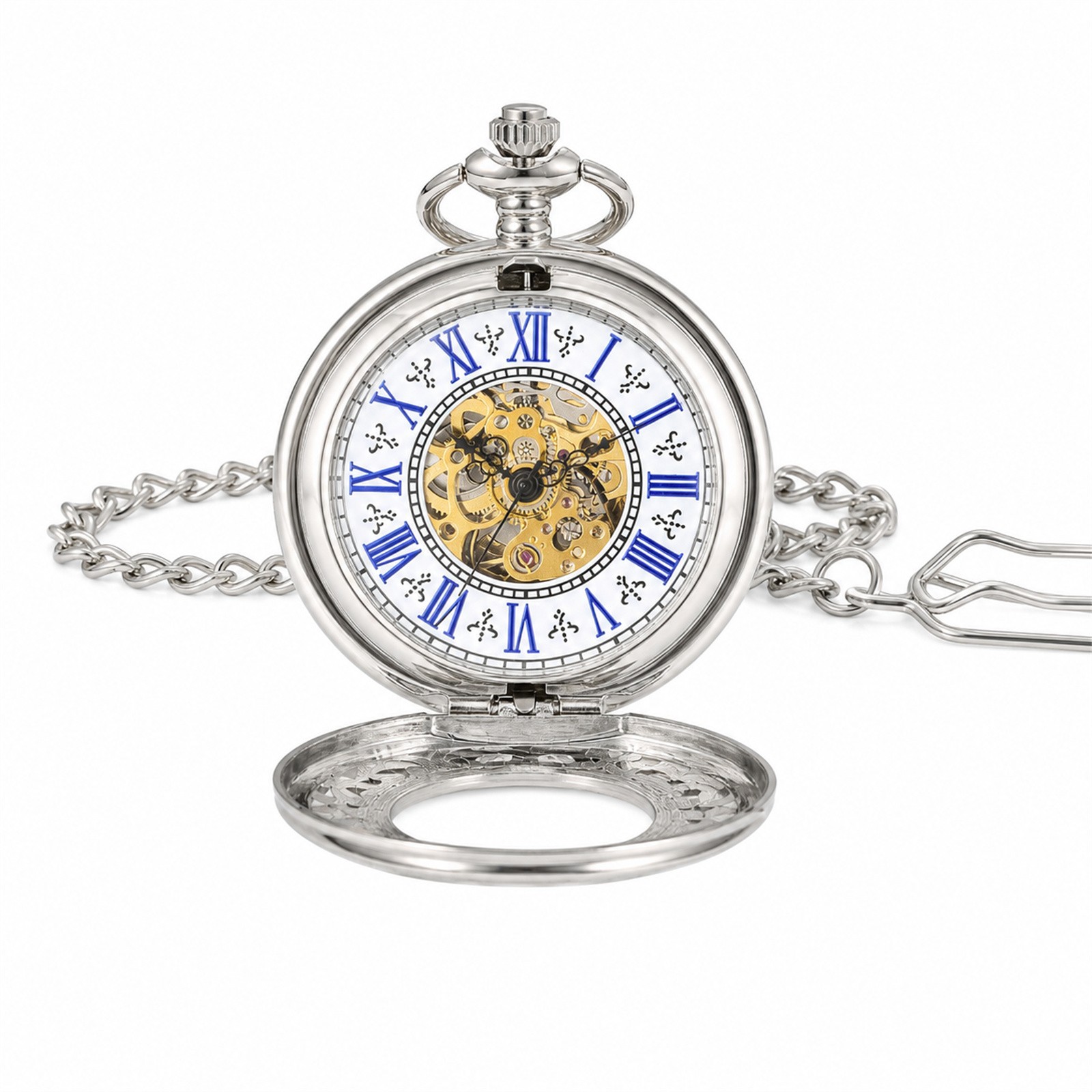 Mens Skeleton Mechanical Pocke - Pocket Watch Mechanical Skeleton Vintage ulasan dan harga
