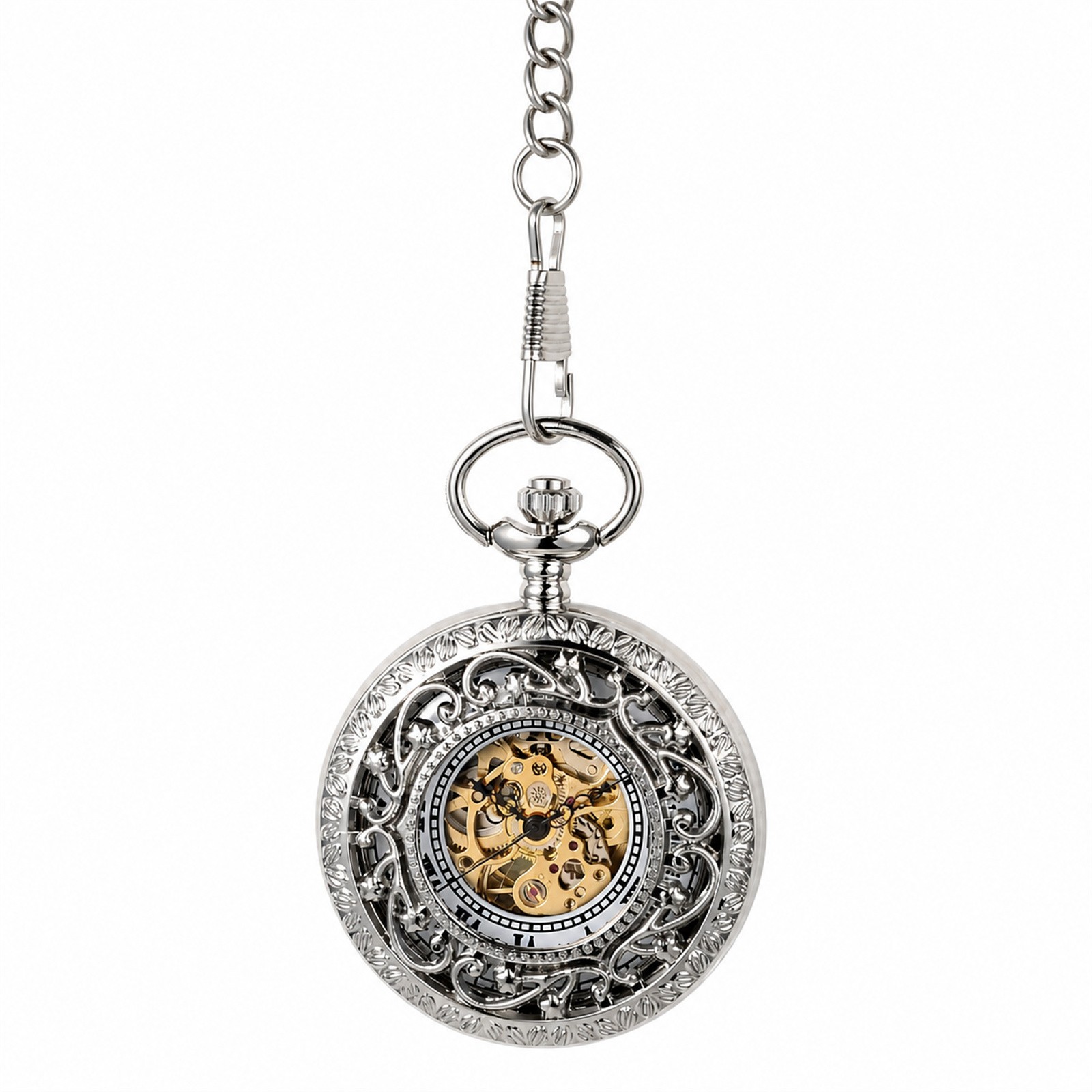 Mens Skeleton Mechanical Pocke - Pocket Watch Mechanical Skeleton Vintage ulasan dan harga