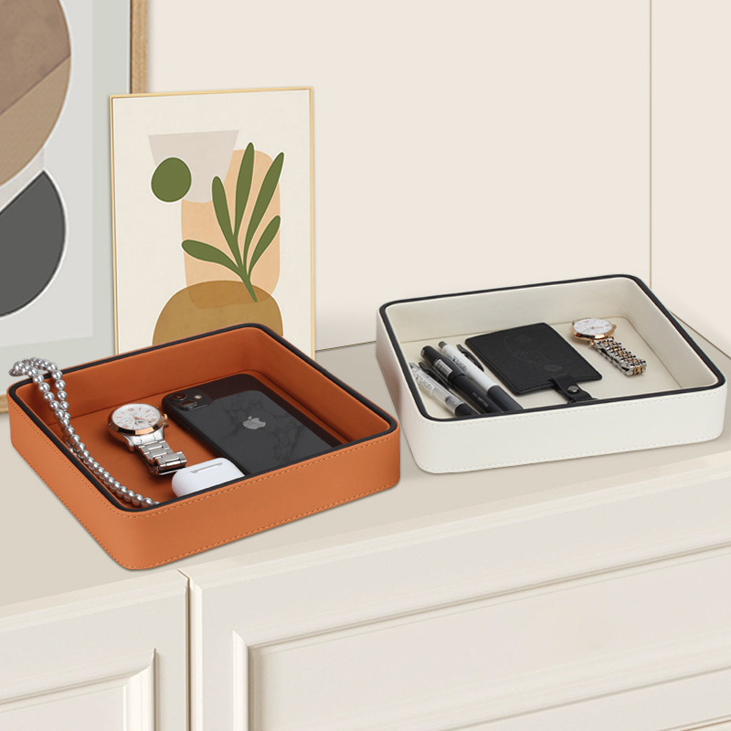 PU Leather Valet Tray Desktop  - Valet Tray Nightstand Organizer Leather ulasan dan harga