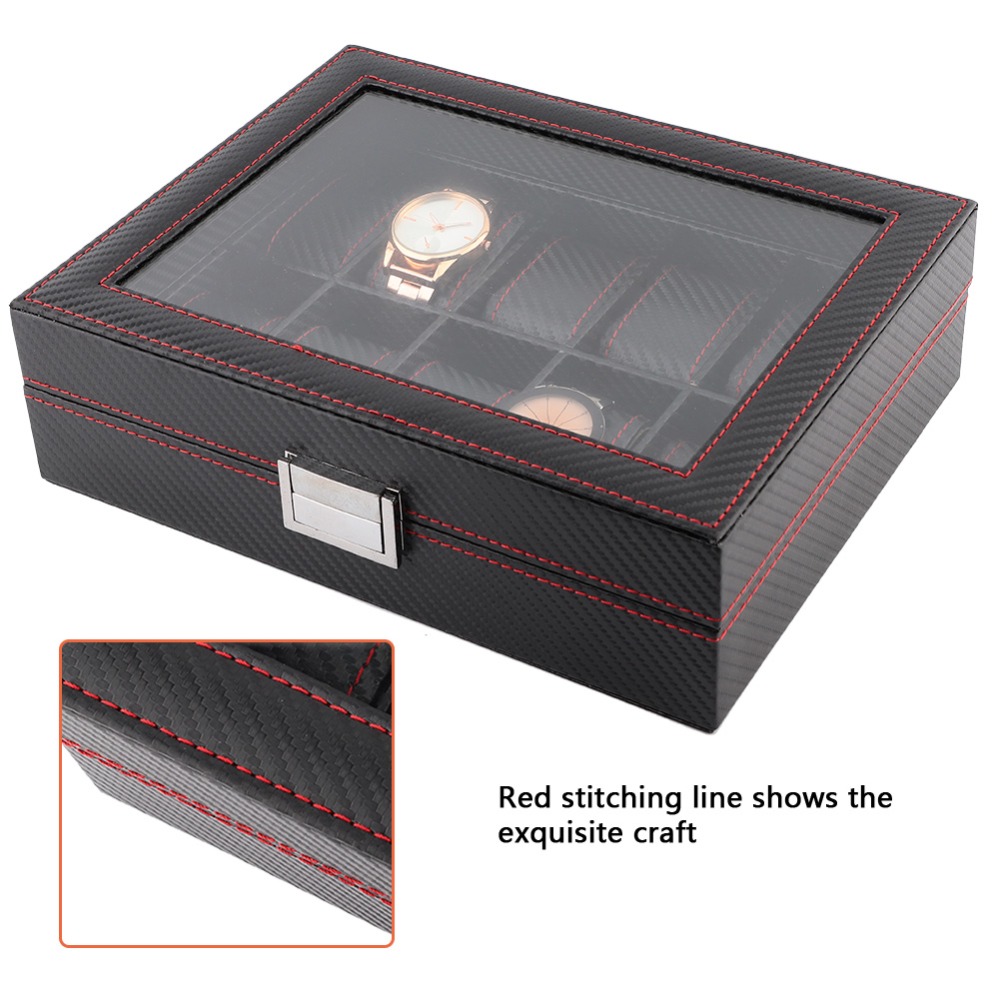 Carbon Fiber Texture Watch Box - Watch Display Storage Box Carbon Fiber ulasan dan harga