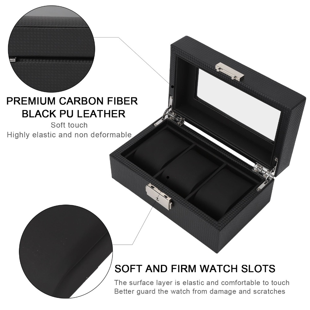 Protective Carbon Fiber Watch  - Watch Display Storage Box Carbon Fiber ulasan dan harga