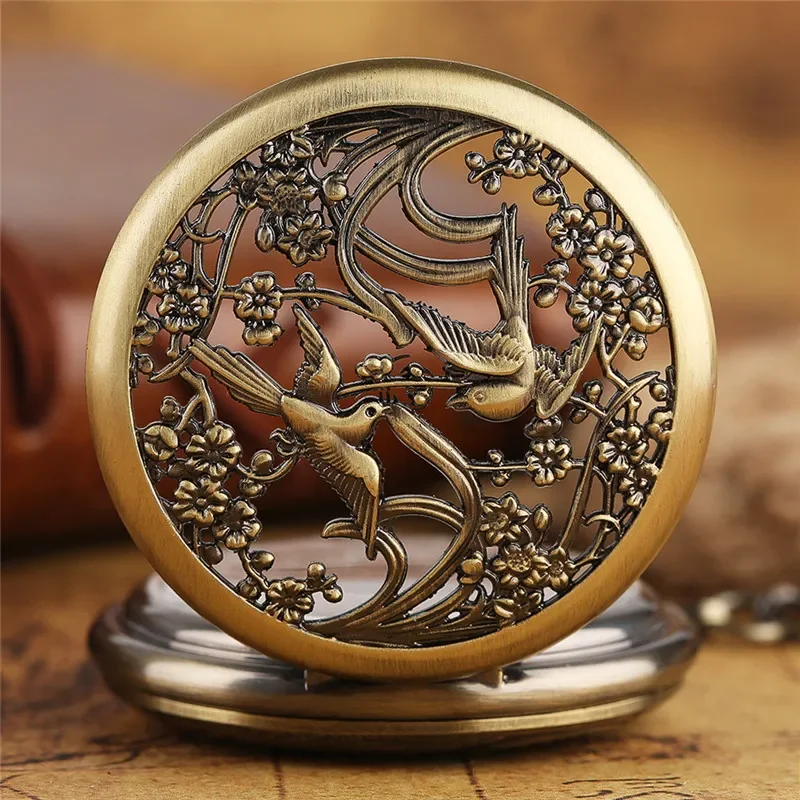 Vintage Hollow Out Magpie Pock - Pocket Watch Mechanical Skeleton Vintage ulasan dan harga