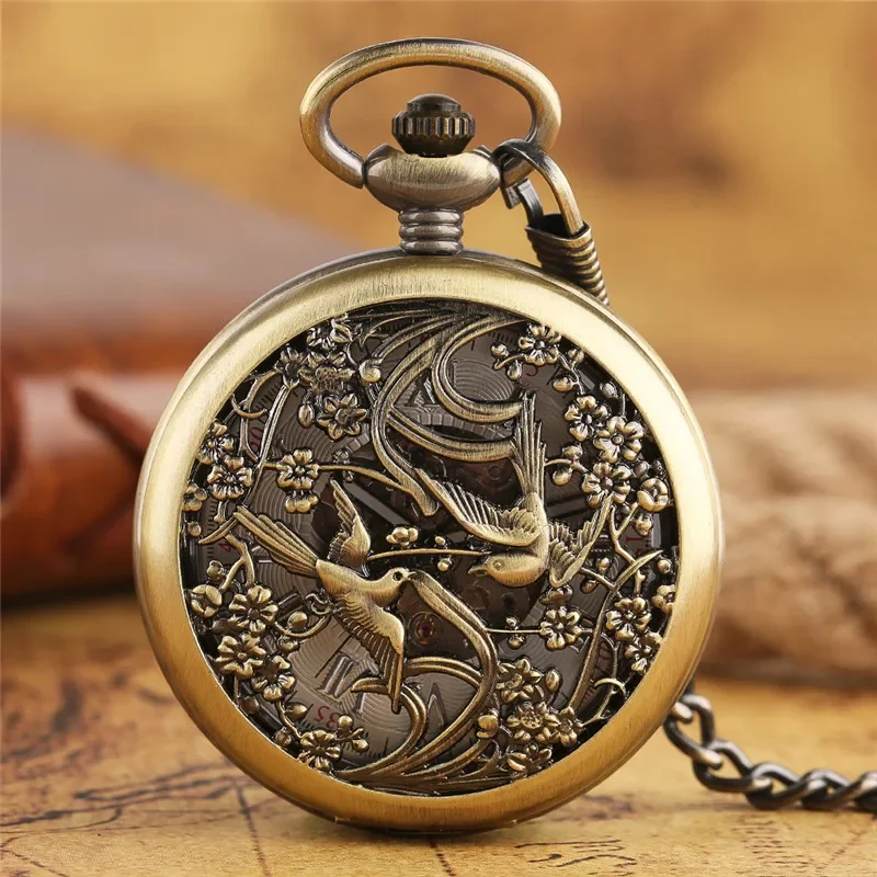 Vintage Hollow Out Magpie Pock - Pocket Watch Mechanical Skeleton Vintage ulasan dan harga