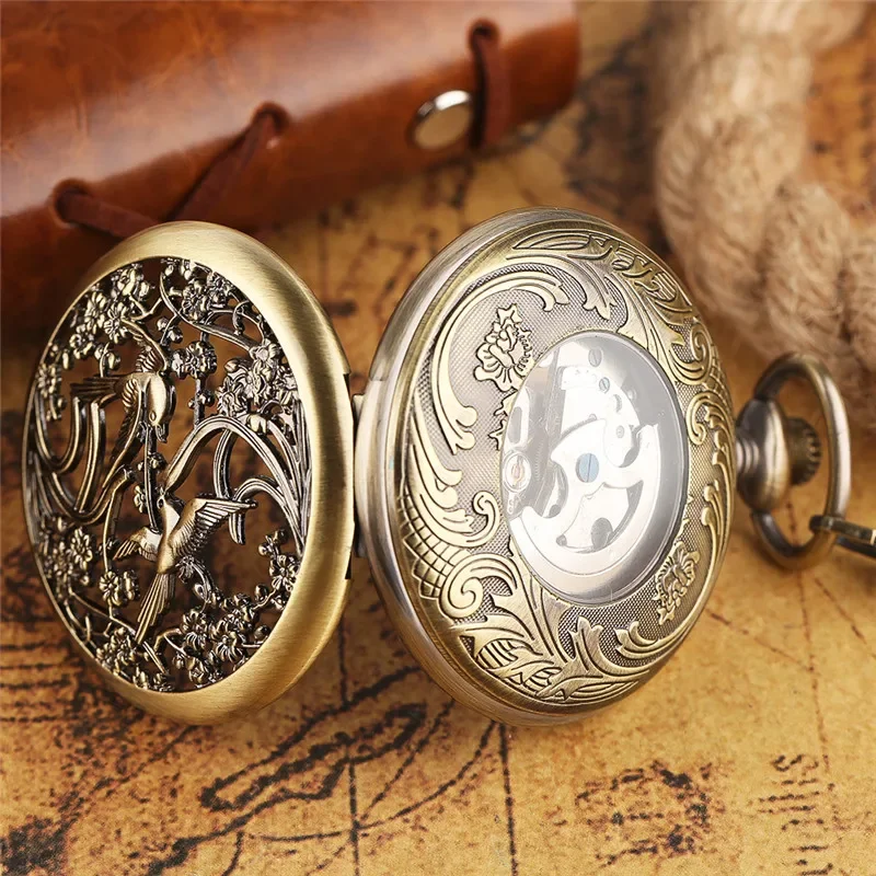 Vintage Hollow Out Magpie Pock - Pocket Watch Mechanical Skeleton Vintage ulasan dan harga