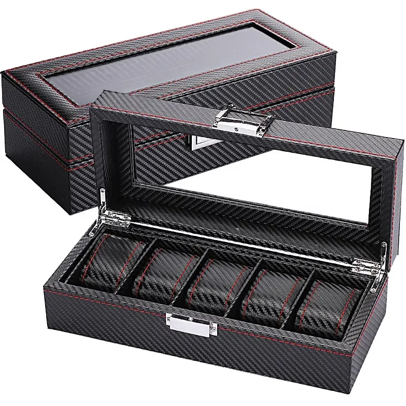 KSGM Fashion Style 5/6/10/12 P - Watch Display Storage Box Carbon Fiber ulasan dan harga