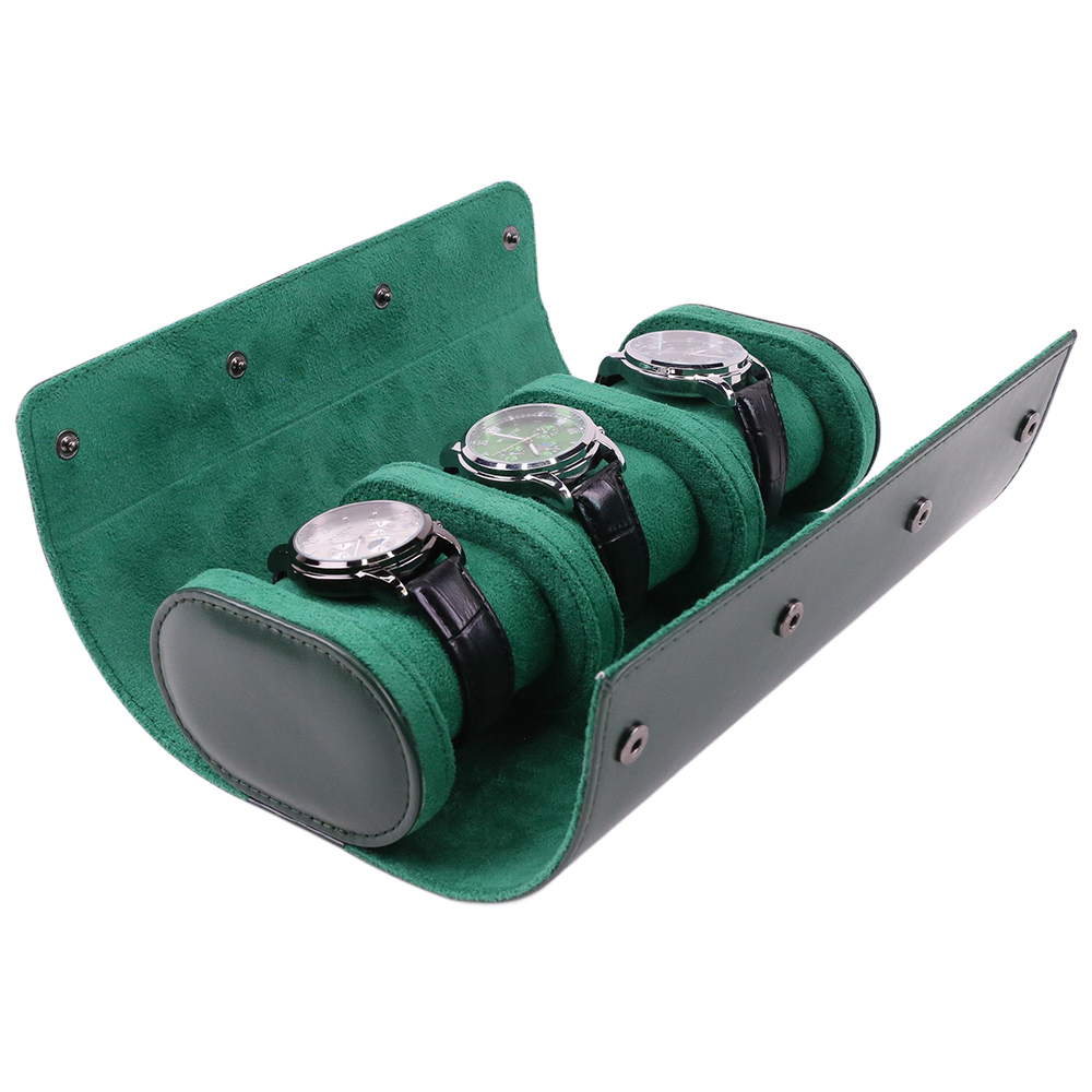 Luxury Portable 3 Slots PU Lea - Watch Travel Roll Case 3 Slots Leather ulasan dan harga