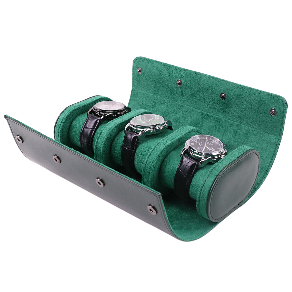 Luxury Portable 3 Slots PU Lea - Watch Travel Roll Case 3 Slots Leather ulasan dan harga