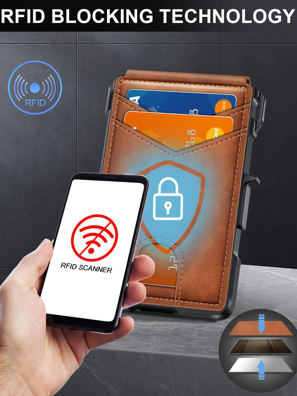 Slim Men's Wallet RFID Blockin - Money Clip Minimalist Rfid Blocking ulasan dan harga
