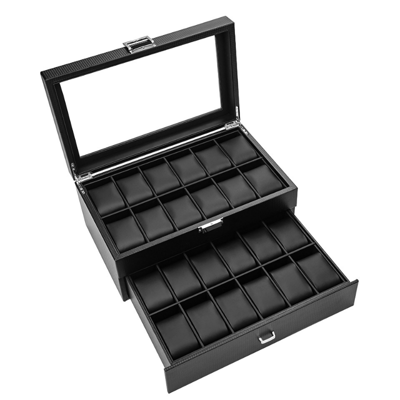 Luxury Watch Box Organizer Bla - Watch Display Storage Box Carbon Fiber ulasan dan harga