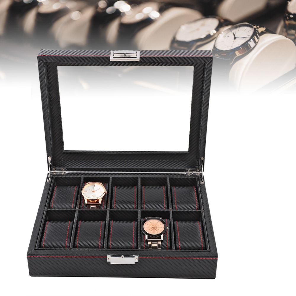 Carbon Fiber Texture Watch Box - Watch Display Storage Box Carbon Fiber ulasan dan harga