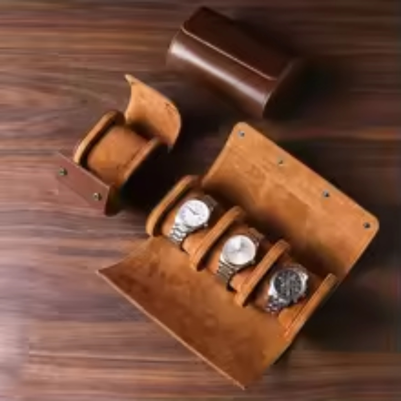New High-End Luxury Embers Lea - Watch Travel Roll Case 3 Slots Leather ulasan dan harga