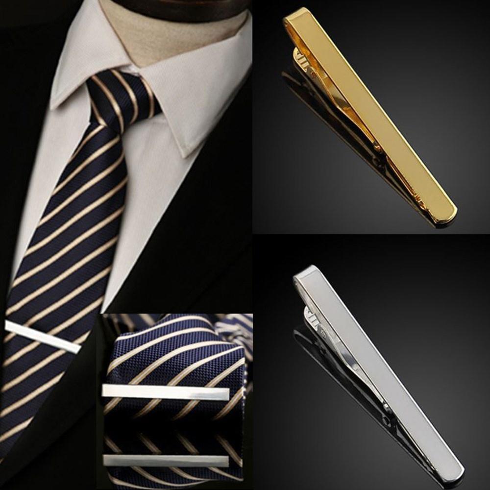 New Men Metal Silver Gold Simp - Tie Clip Bar Set Stainless Steel ulasan dan harga