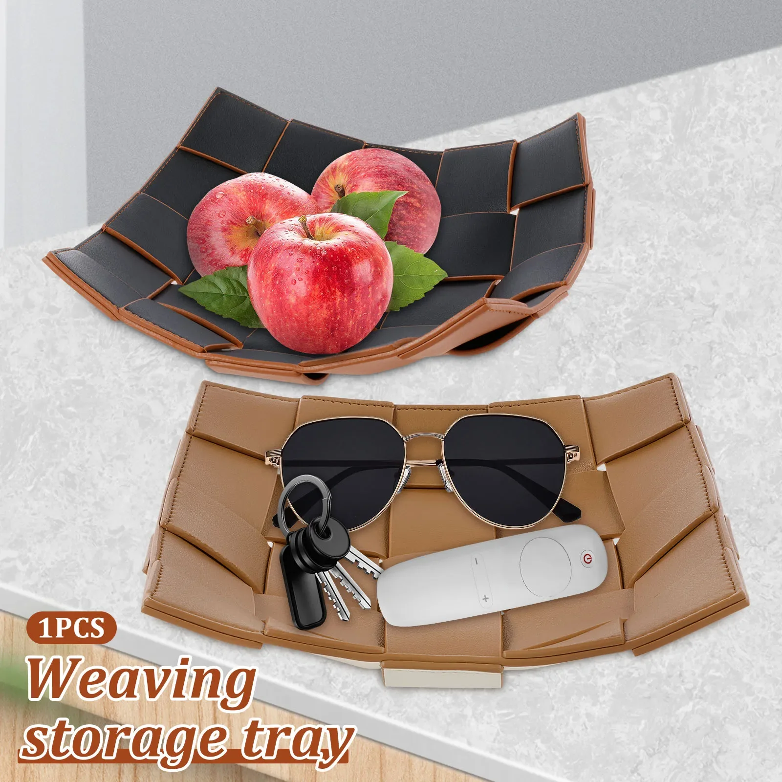 Valet Tray PU Leather Key Bowl - Valet Tray Nightstand Organizer Leather ulasan dan harga