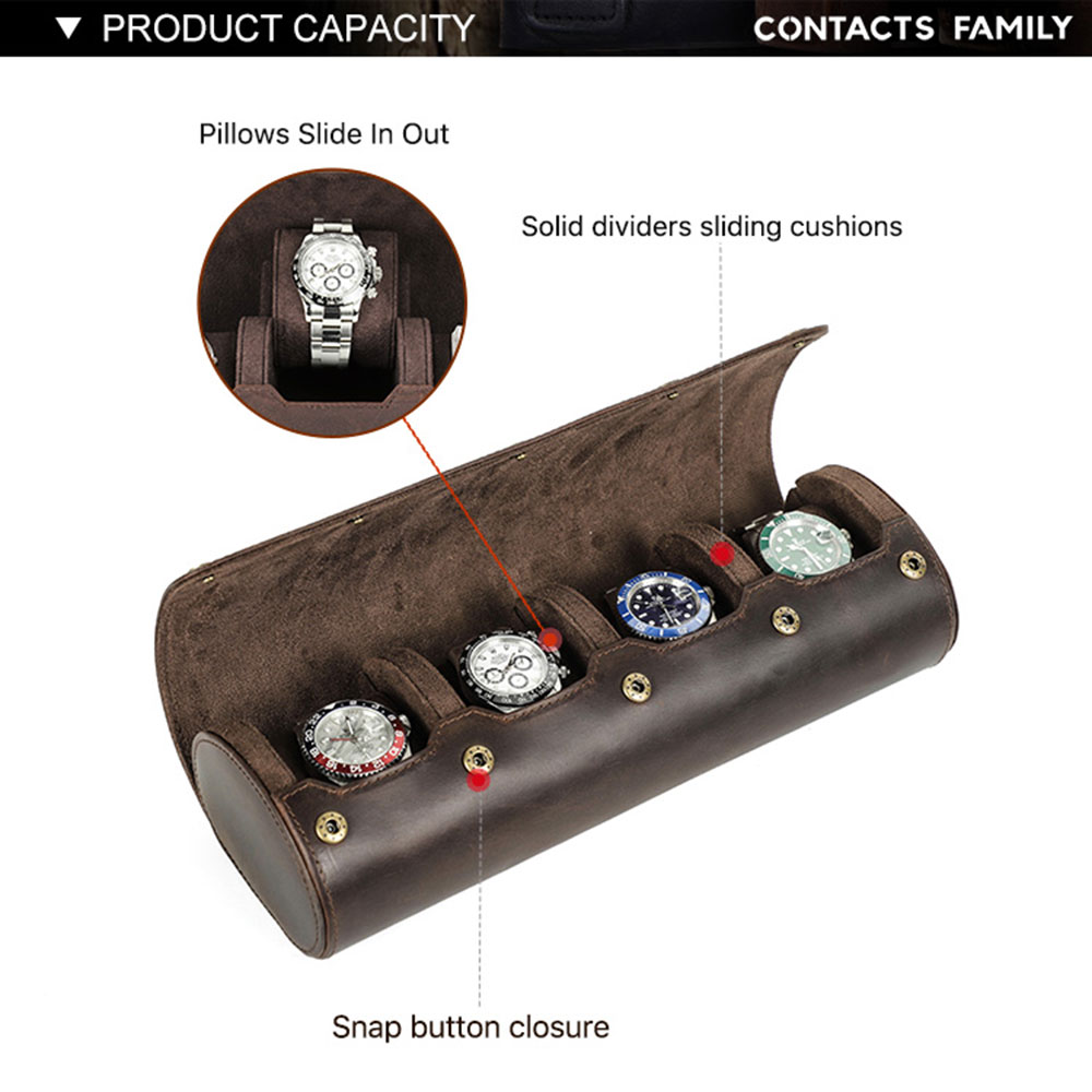 Vintage Genuine Leather 1/2/3/ - Watch Travel Roll Case 3 Slots Leather ulasan dan harga