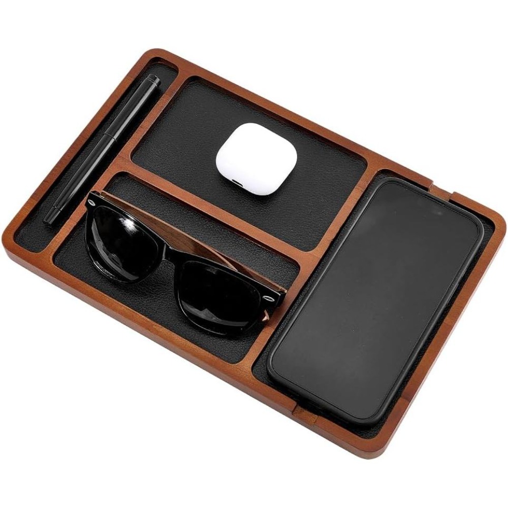 Wooden Valet Tray Nightstand O - Valet Tray Nightstand Organizer Leather ulasan dan harga