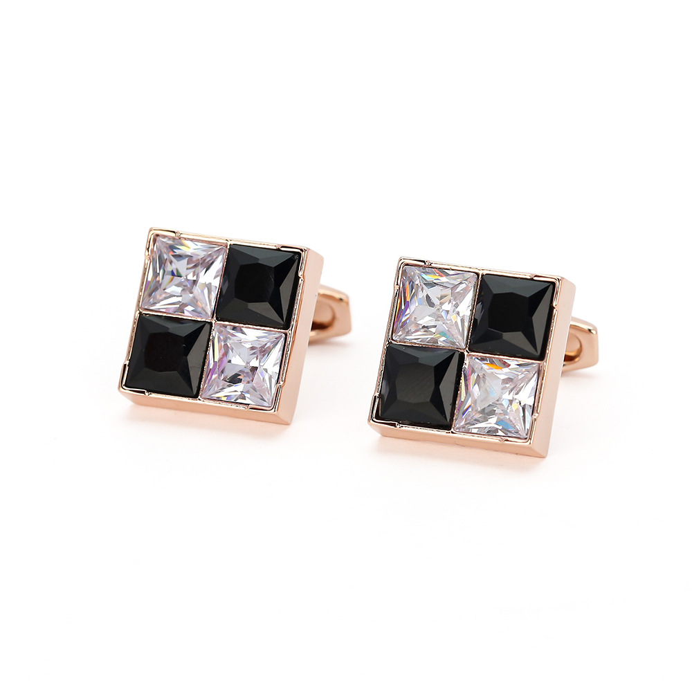 Luxury Mens Black White Crysta - Cufflinks Men Stainless Steel Luxury ulasan dan harga