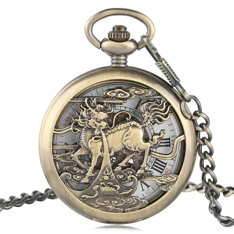 Retro Kylin Skeleton Men's Poc - Pocket Watch Mechanical Skeleton Vintage ulasan dan harga
