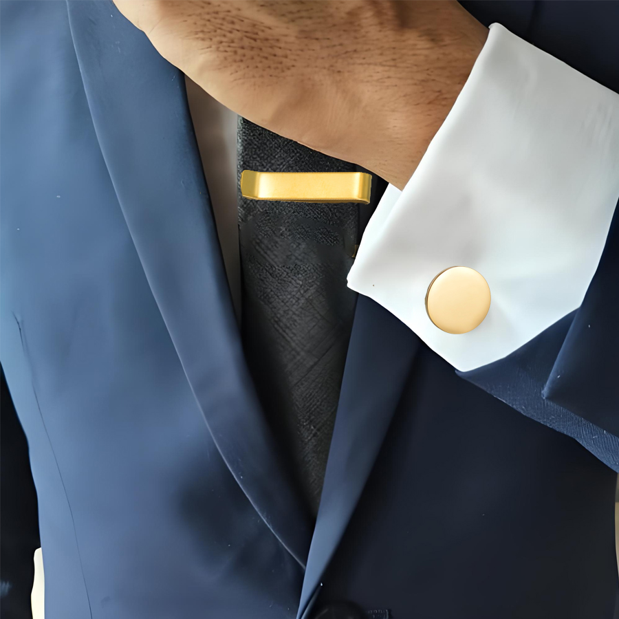 Freeteeme New Fashion Cufflink - Tie Clip Bar Set Stainless Steel ulasan dan harga