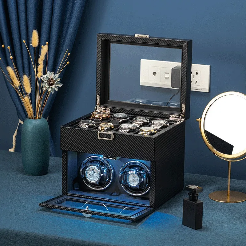 for New Watch Winder Box Mecha - Watch Display Storage Box Carbon Fiber ulasan dan harga