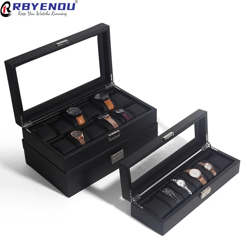 OEM Watch Case Storage Watches - Watch Display Storage Box Carbon Fiber ulasan dan harga