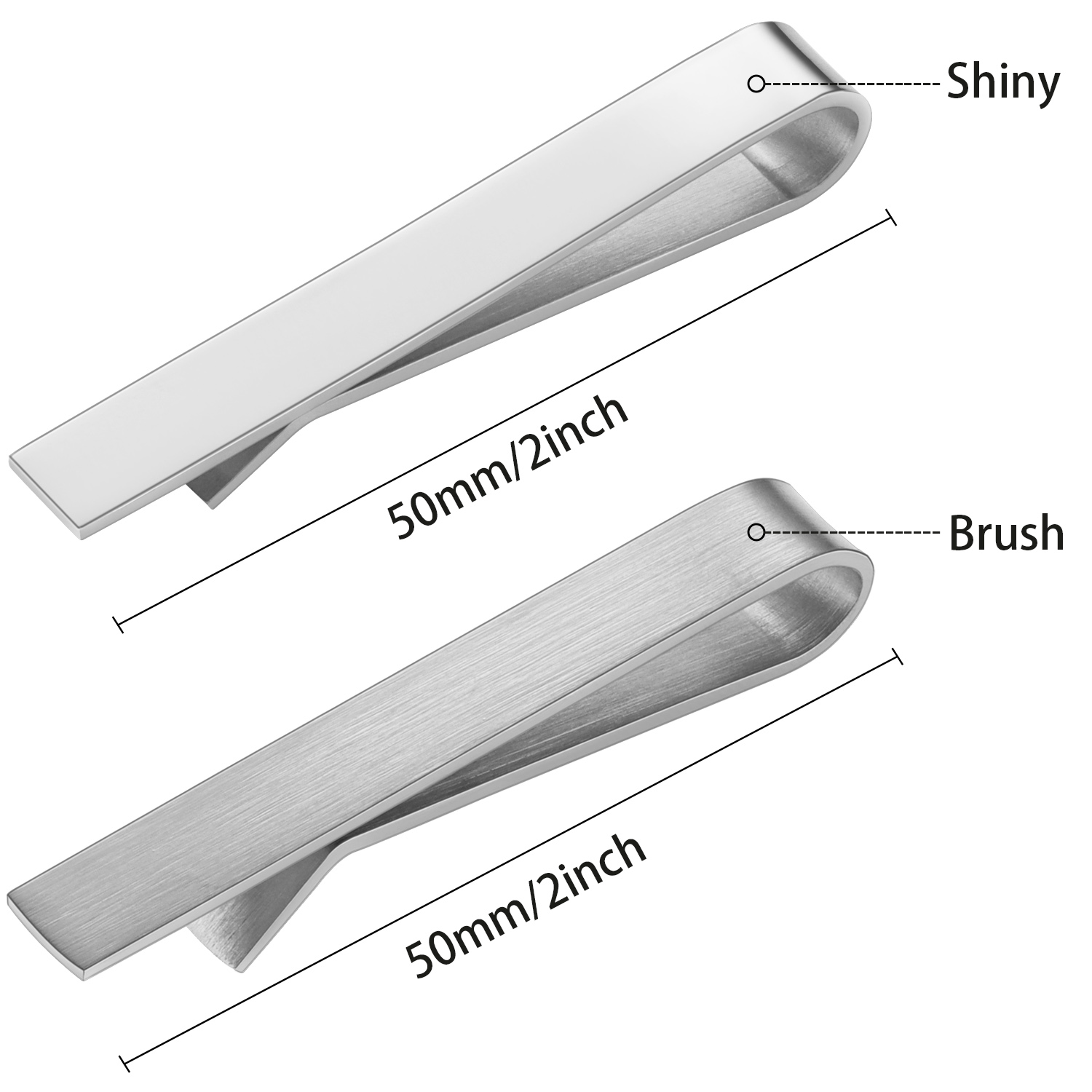 HAWSON 2 in shiny and brushTie - Tie Clip Bar Set Stainless Steel ulasan dan harga