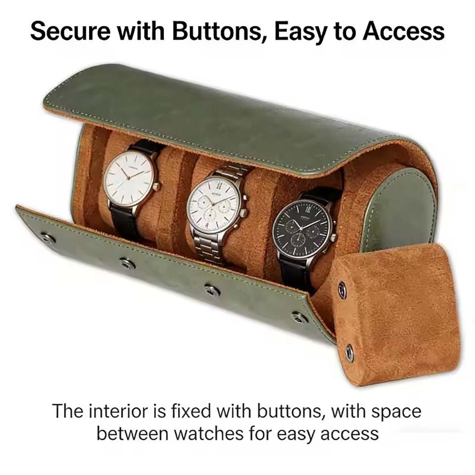 Watch Roll Travel Case 1/2/3-S - Watch Travel Roll Case 3 Slots Leather ulasan dan harga