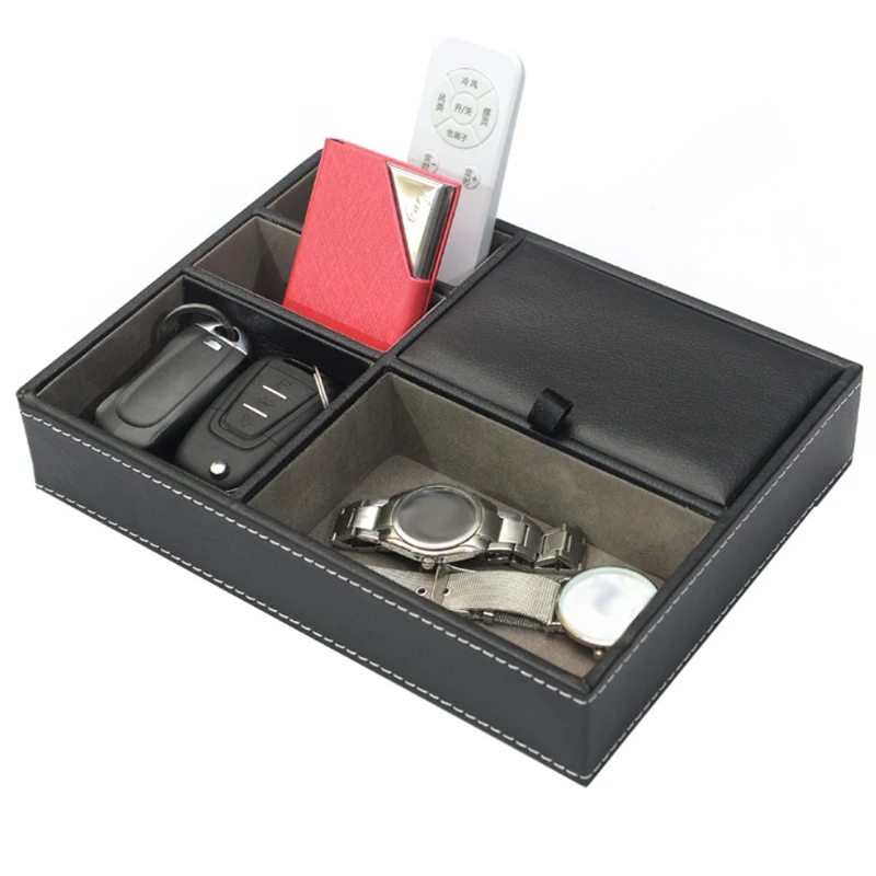 Men's Valet Tray Desktop PU Le - Valet Tray Nightstand Organizer Leather ulasan dan harga