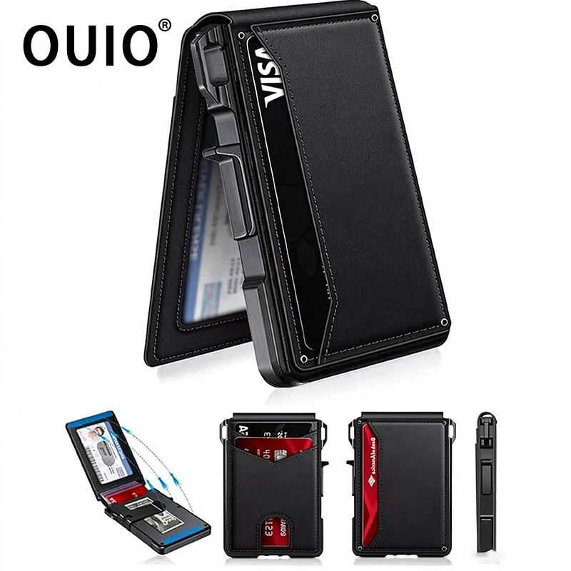 OUIO Men RFID Blocking PU Leat - Money Clip Minimalist Rfid Blocking ulasan dan harga