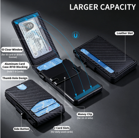 OUIO Men RFID Blocking PU Leat - Money Clip Minimalist Rfid Blocking ulasan dan harga