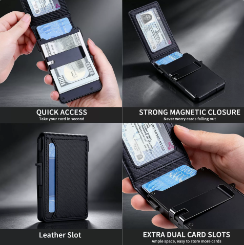 OUIO Men RFID Blocking PU Leat - Money Clip Minimalist Rfid Blocking ulasan dan harga
