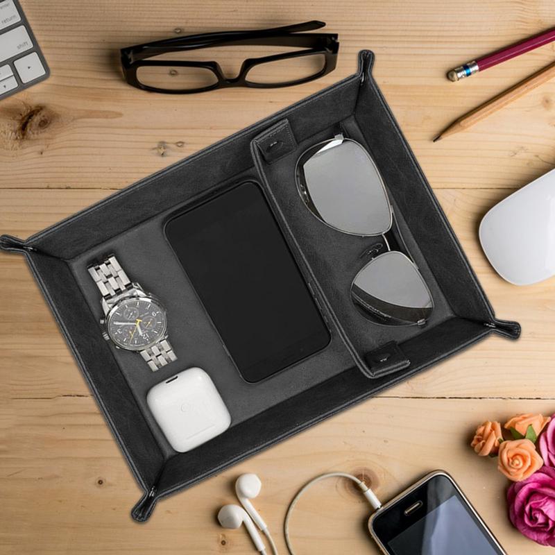 Leather Valet Tray For Men PU  - Valet Tray Nightstand Organizer Leather ulasan dan harga
