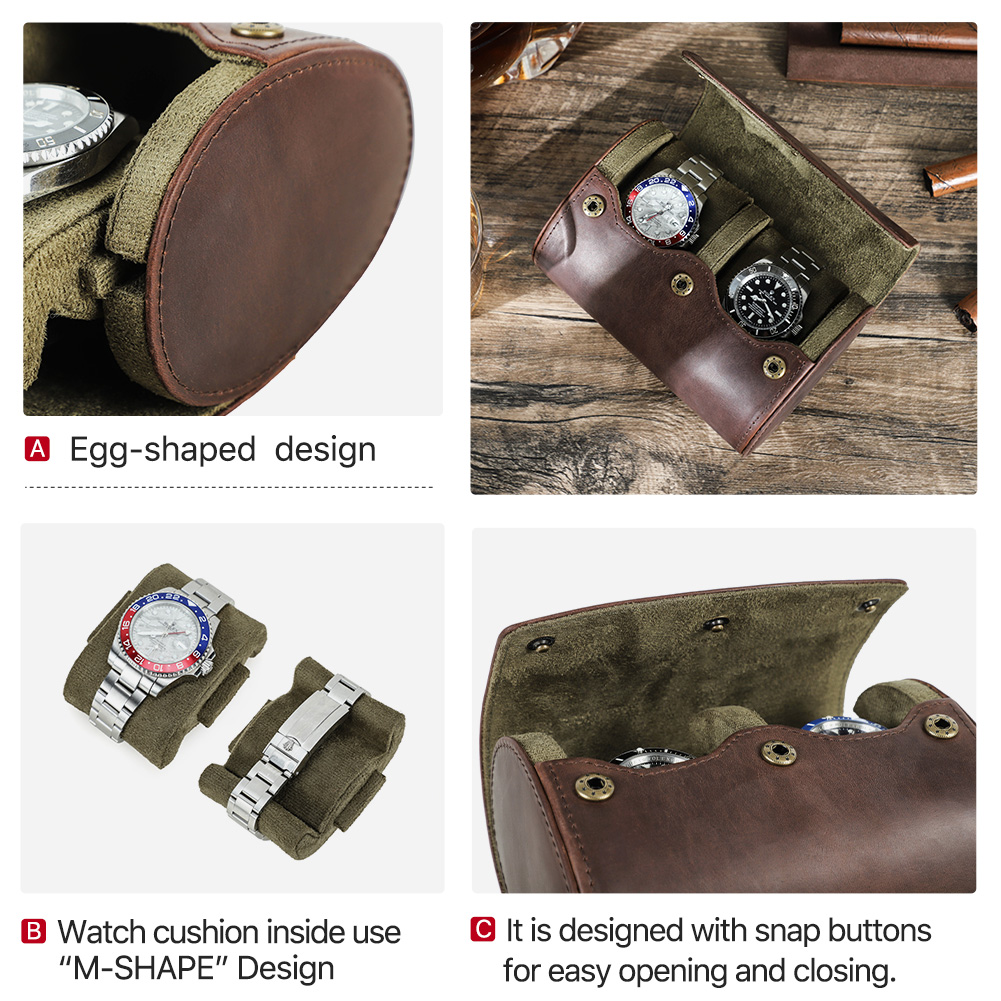 Vintage Genuine Leather Watch  - Watch Travel Roll Case 3 Slots Leather ulasan dan harga