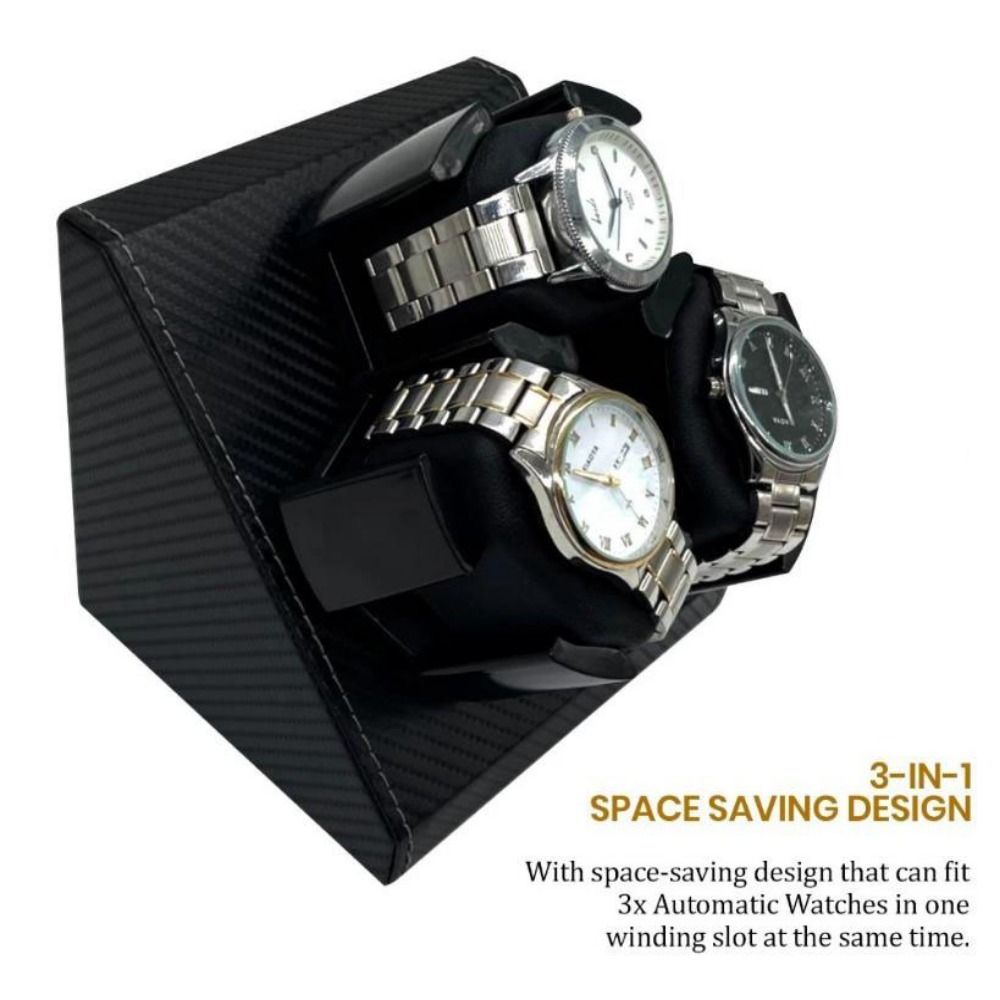 3-in-1 Automatic Watch Winder  - Watch Display Storage Box Carbon Fiber ulasan dan harga