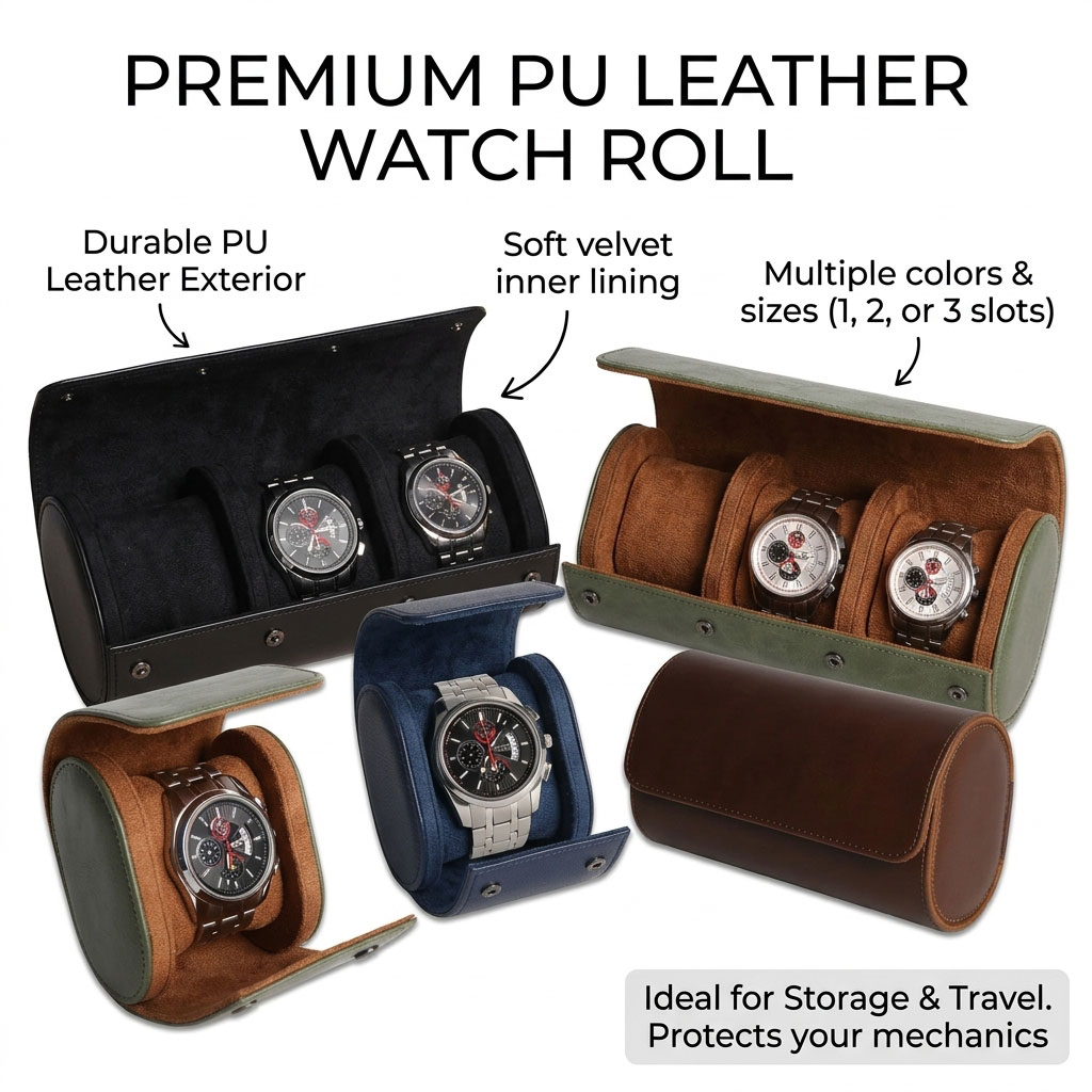 Watch Roll Travel Case 1 2 3 S - Watch Travel Roll Case 3 Slots Leather ulasan dan harga
