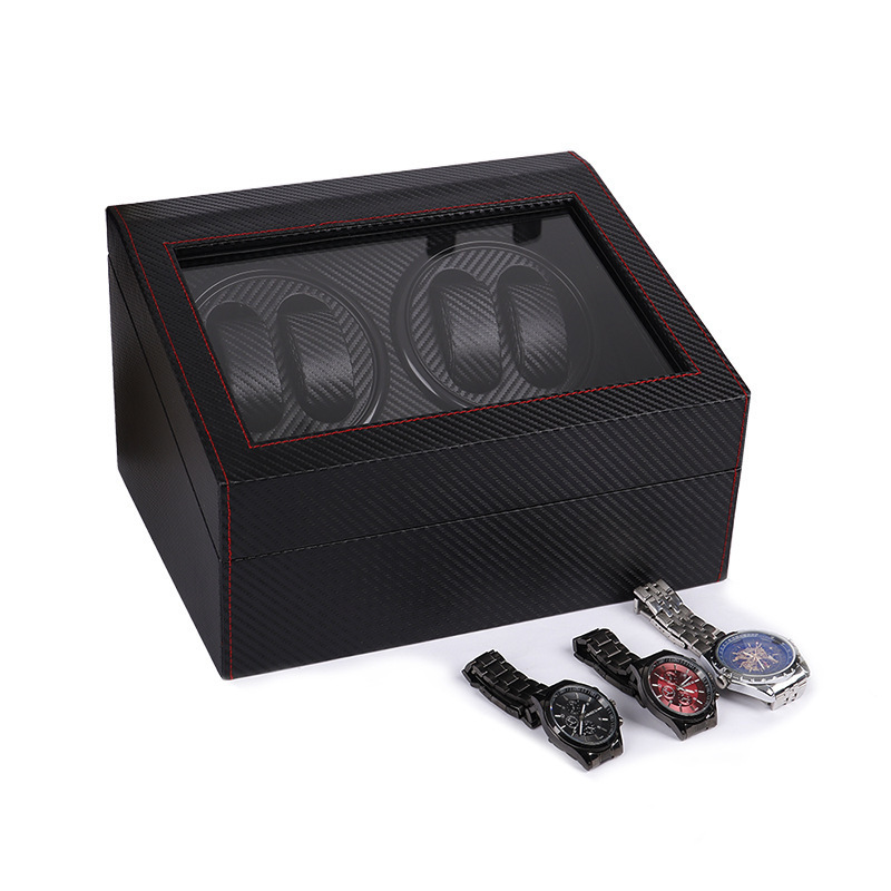 Leather Watch Winders 4 Slot M - Watch Display Storage Box Carbon Fiber ulasan dan harga