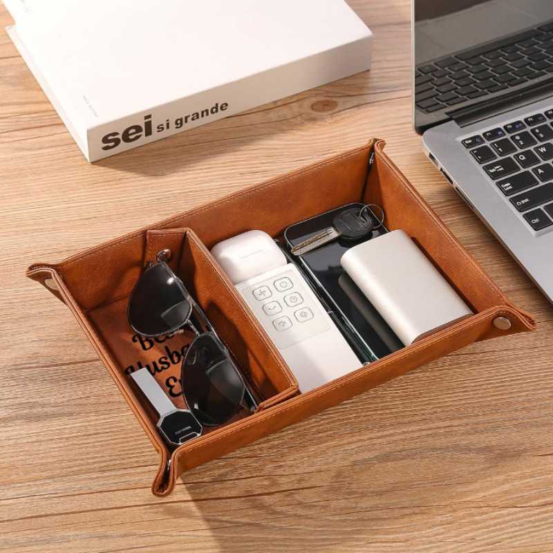 Personalized Desk Organizer PU - Valet Tray Nightstand Organizer Leather ulasan dan harga