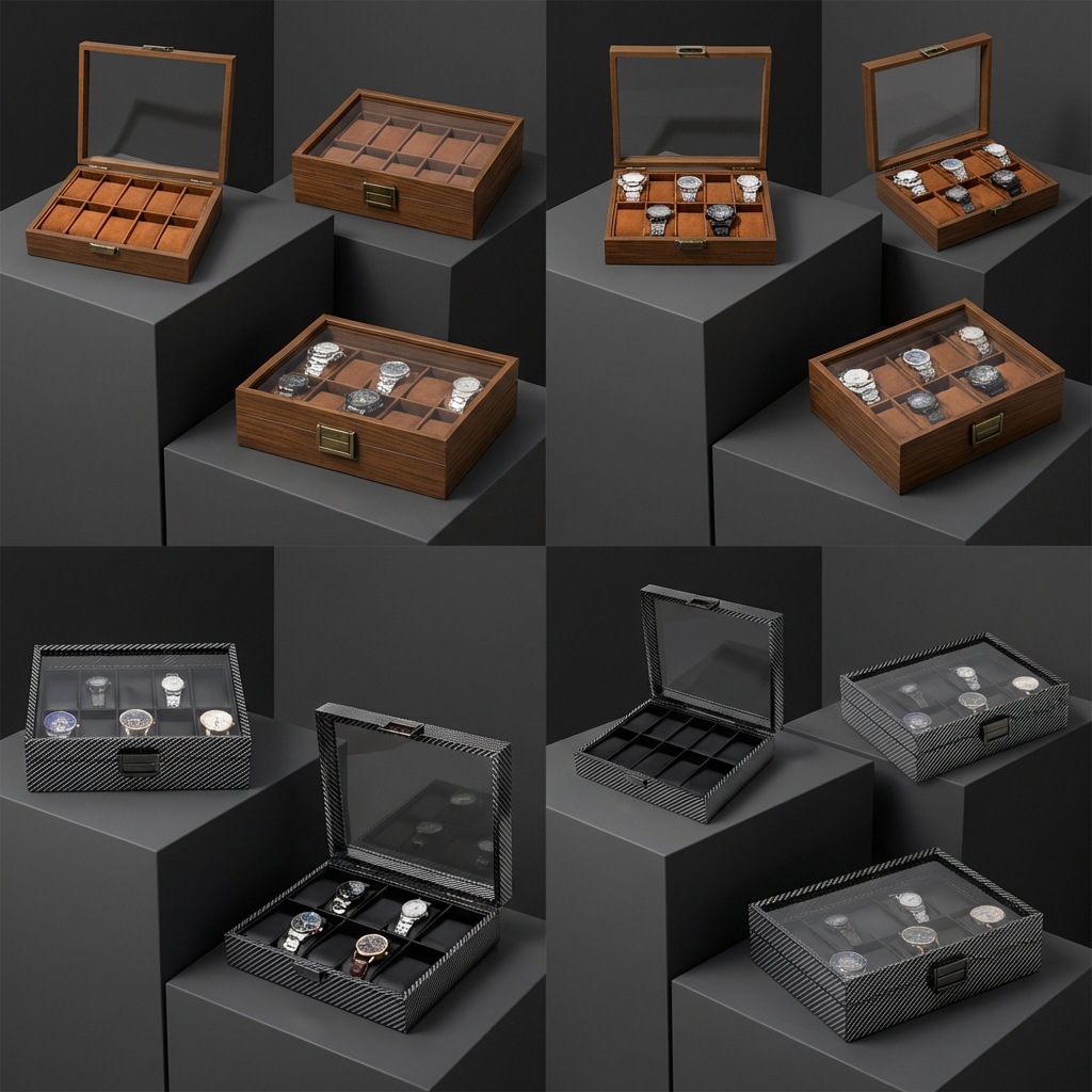 Carbon fiber grain wood 10-dig - Watch Display Storage Box Carbon Fiber ulasan dan harga