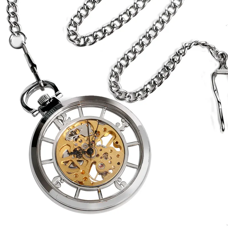 Transparent Hollow Hand Wind M - Pocket Watch Mechanical Skeleton Vintage ulasan dan harga